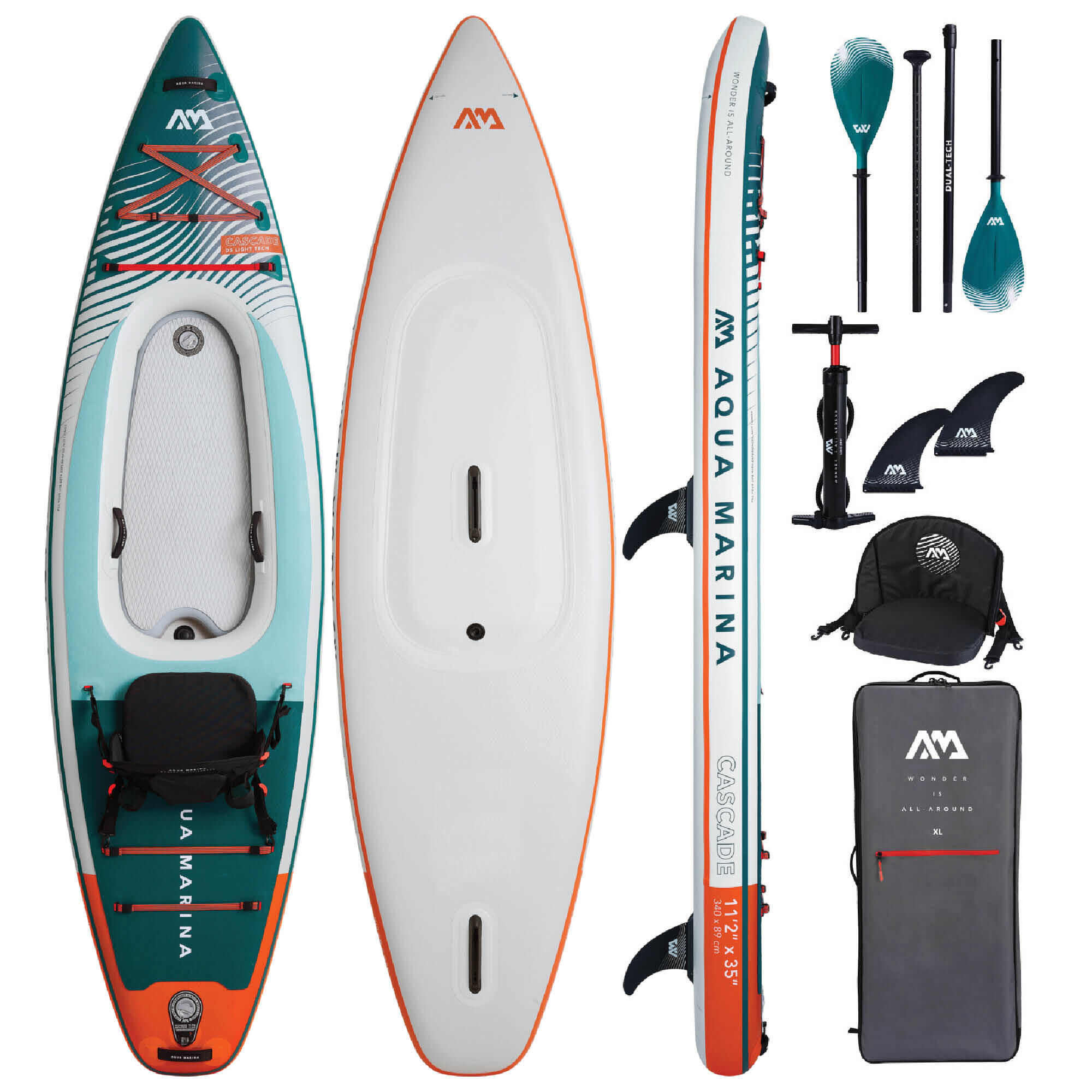 AQUA MARINA Aqua Marina CASCADE 11ft2 / 340cm Hybrid Stand Up Paddleboard to Kayak Package