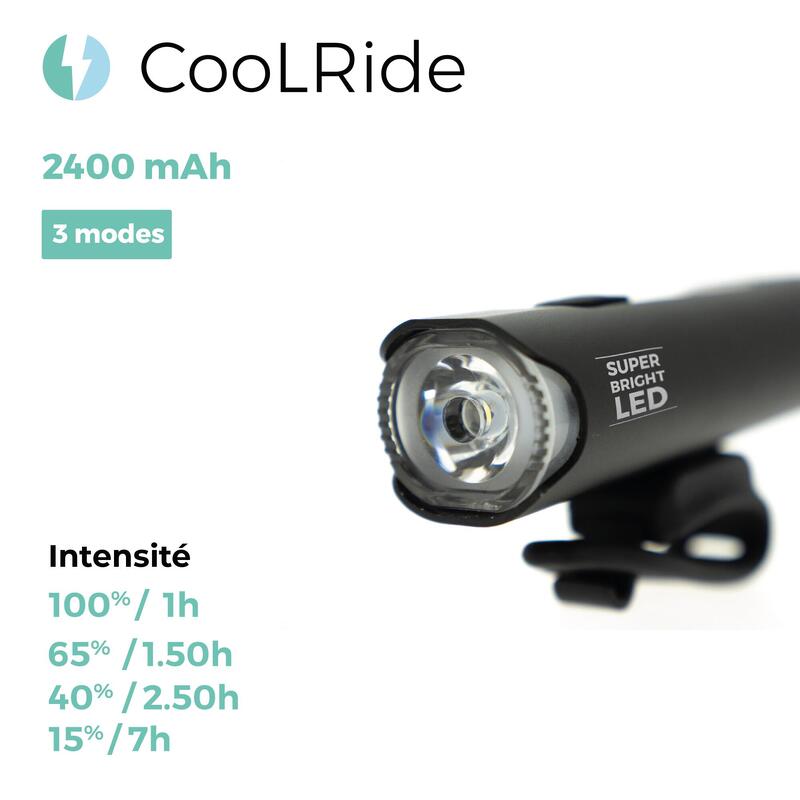 Eclairage avant vélo LED - Powerbank - Vélo, Trottinette - Fixation Universelle