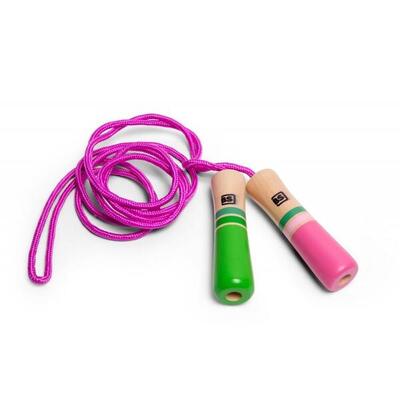 Bs toys springtouw roze met houten handvatten
