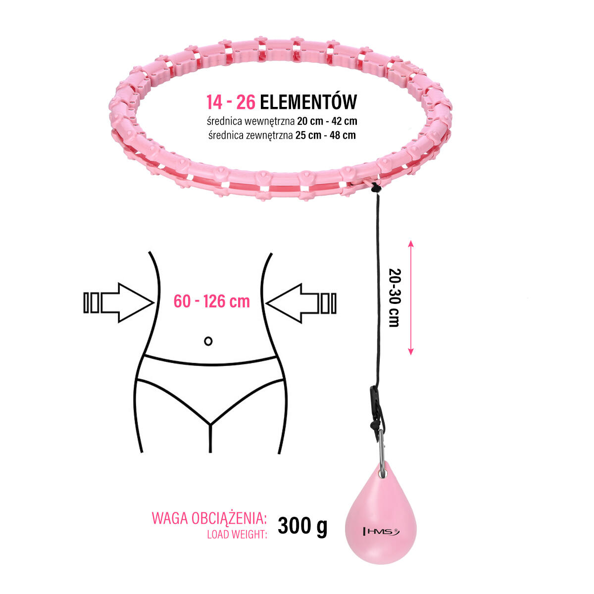 cerceau hula-hoop avec picots de massage + br163 surdimensionné HMS set hhw11 6/7