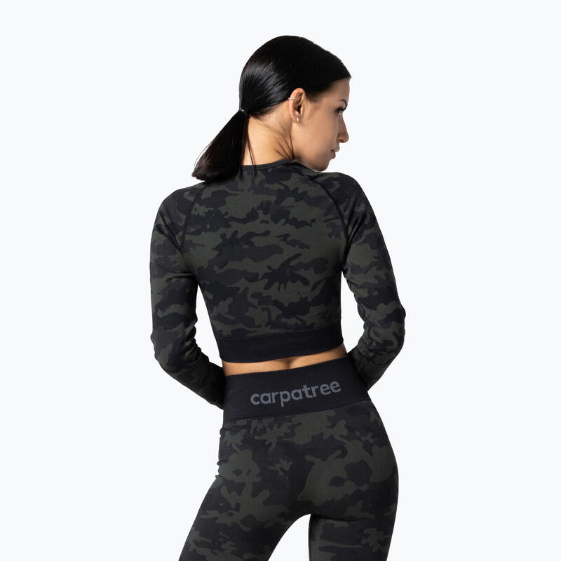 Bluză fitness femei Camo Seamless verde