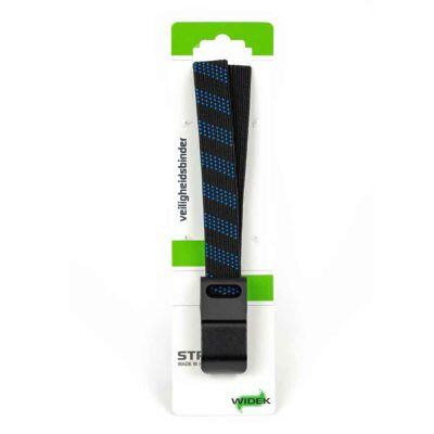 Suv veiligheidsbinder 24mm met zwarte stalen haak - lichtblauw/zwart