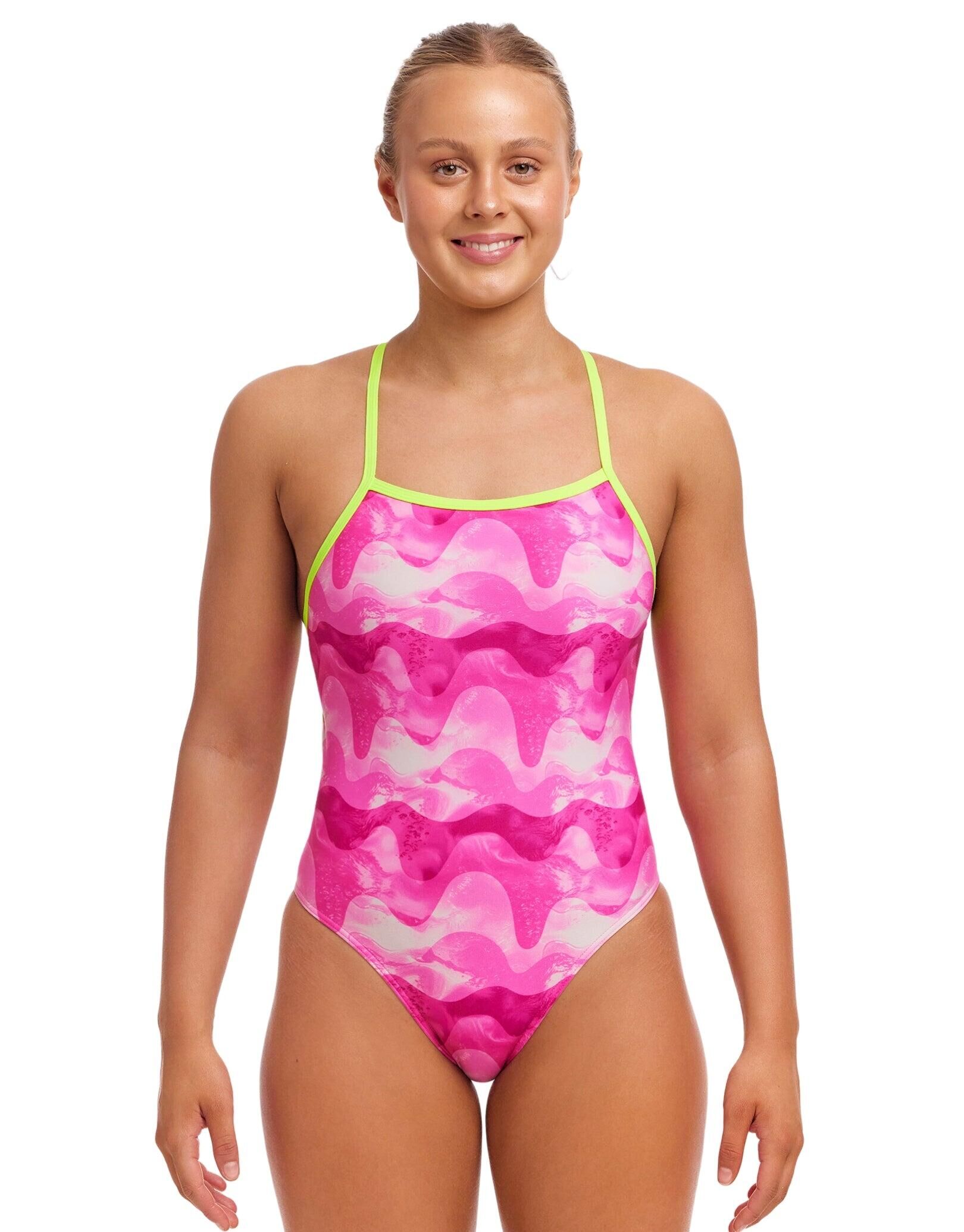 FUNKITA Funkita Pink Caps Tie Me Tight Swimsuit - Pink