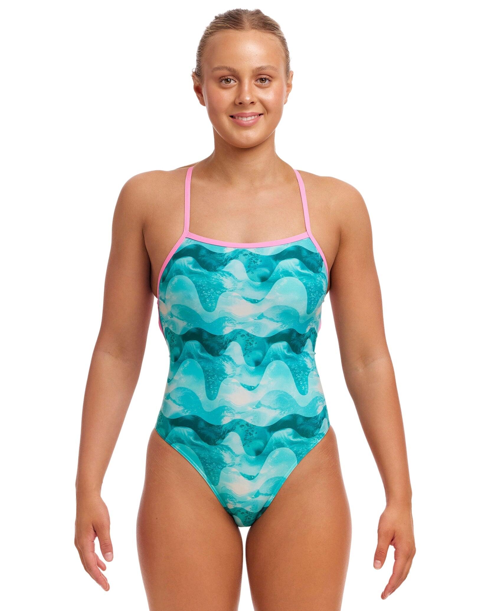 FUNKITA Funkita Teal Wave Strapped In Swimsuit - Blue/Green