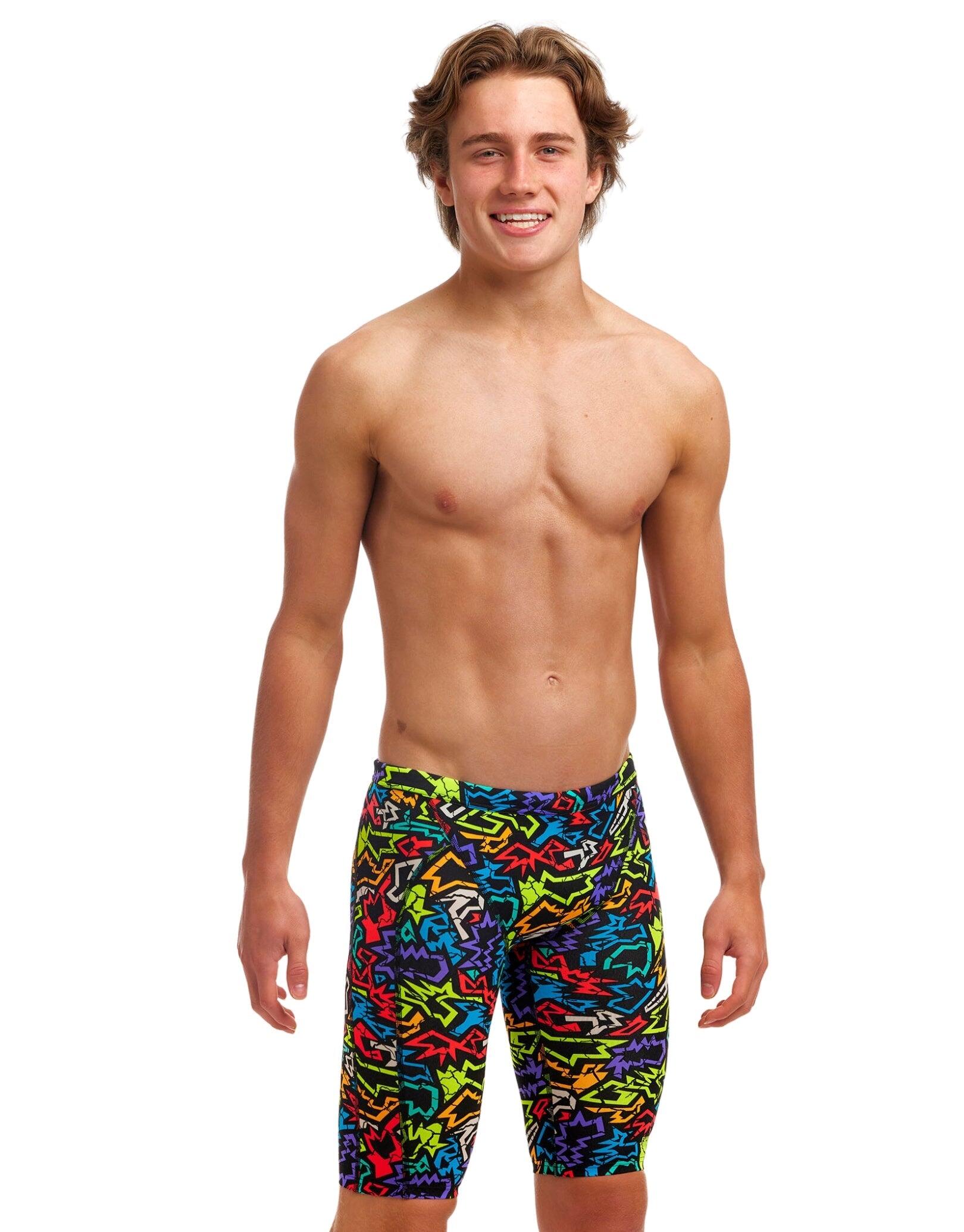 Funky Trunks Boys Funk Me Training Swim Jammer - Black/Multi 1/5