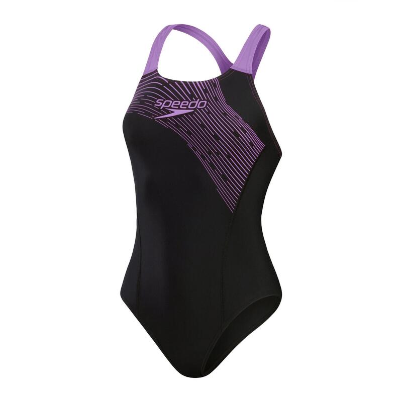 Maillot de bain femme Speedo Medley Logo 1 Piece Noir/violet doux