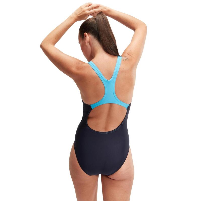 Speedo Womens Medley Logo 1 Piece True Navy / Picton Blue