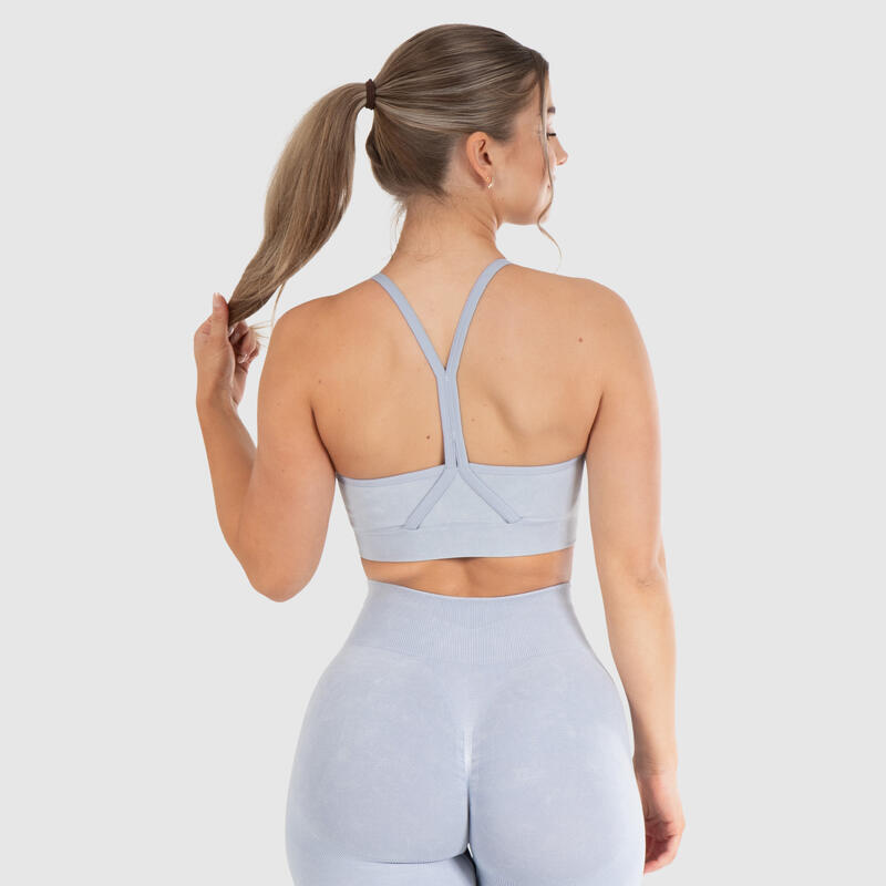 Damen Sport BH Batik Scrunch Hellblau für Sport & Freizeit