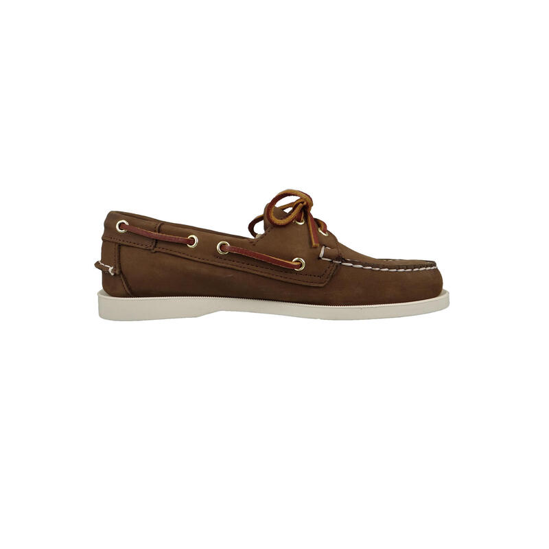 Scarpa da barca da uomo DOCKSIDES Marrone Nubuck - Suola bianca - SEBAGO