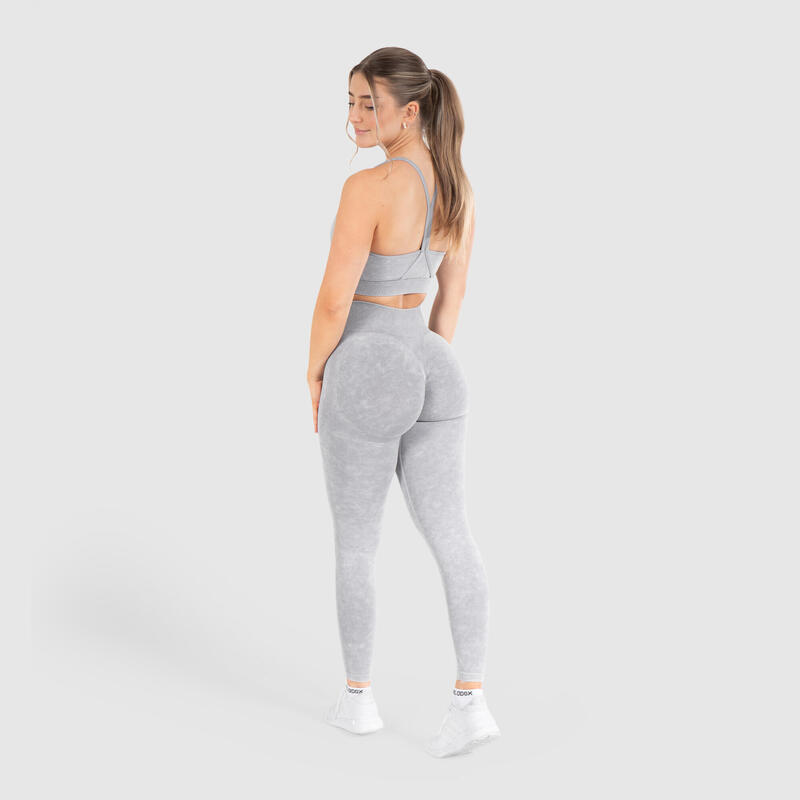 Damen Leggings Batik Scrunch Grau für Sport & Freizeit