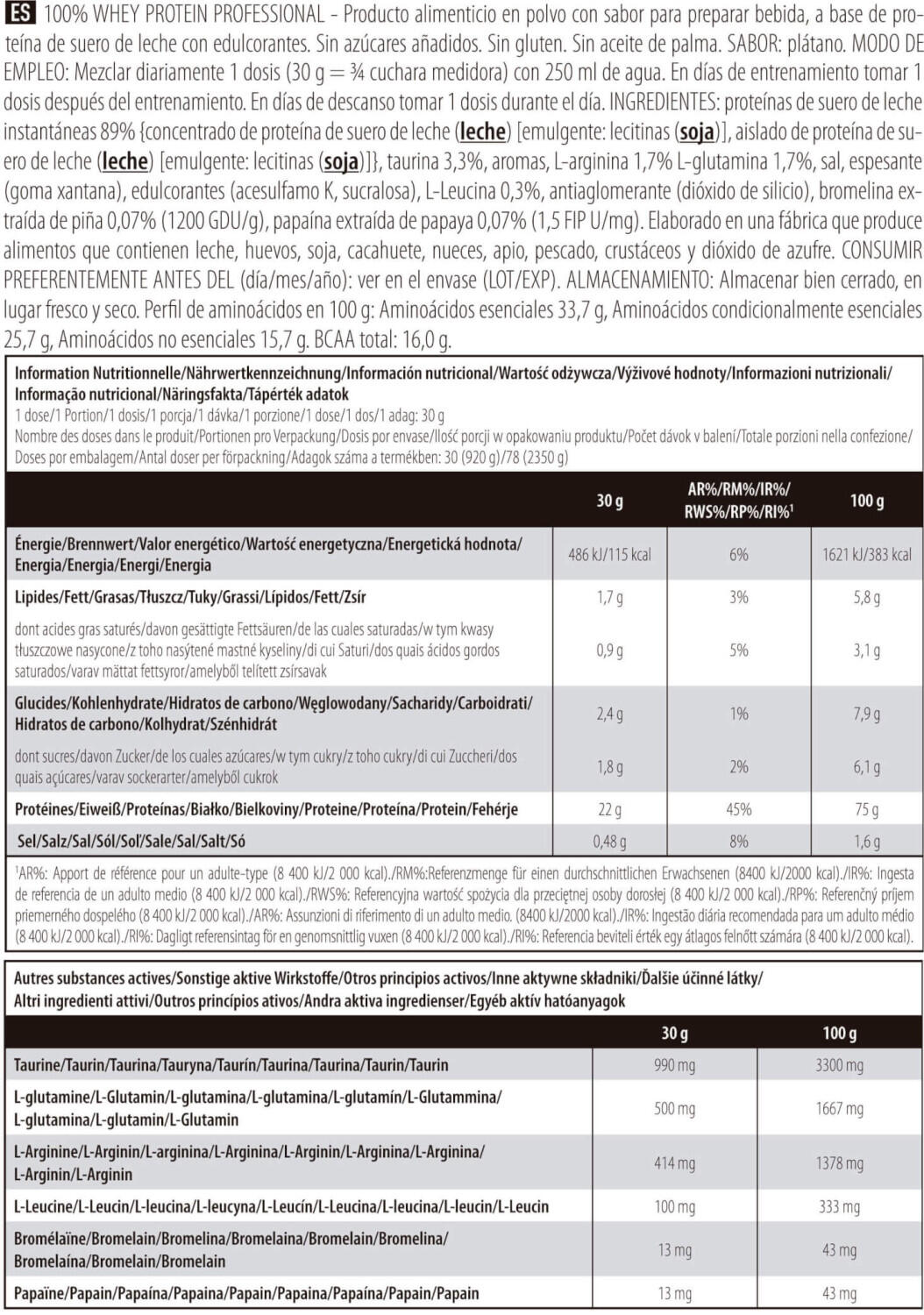 100% Whey Protein Professional - 2350g Plátano (Nuevo) Scitec Nutrition 5/6