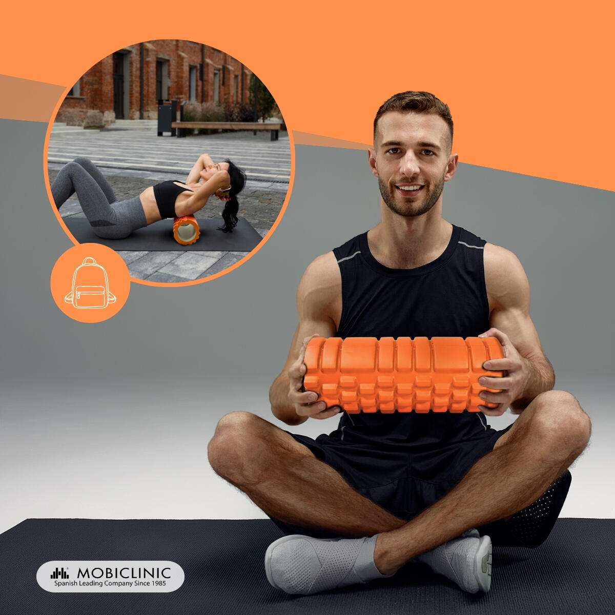 Rouleau de massage Léger Prévient les blessures Orange Foam Roller FitRoller 5/7