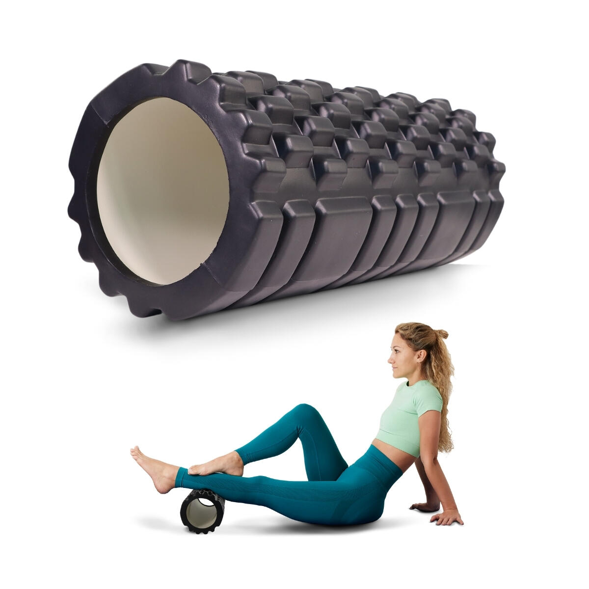 MOBICLINIC Rolo de massagem 14 x 33 cm Versátil Leve Previne lesões Preto FitRoller