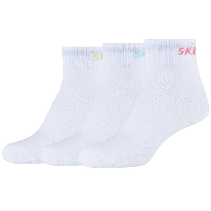 Lány zokni, Skechers 3PPK Wm Mesh Ventilation Quarter Socks, fehér