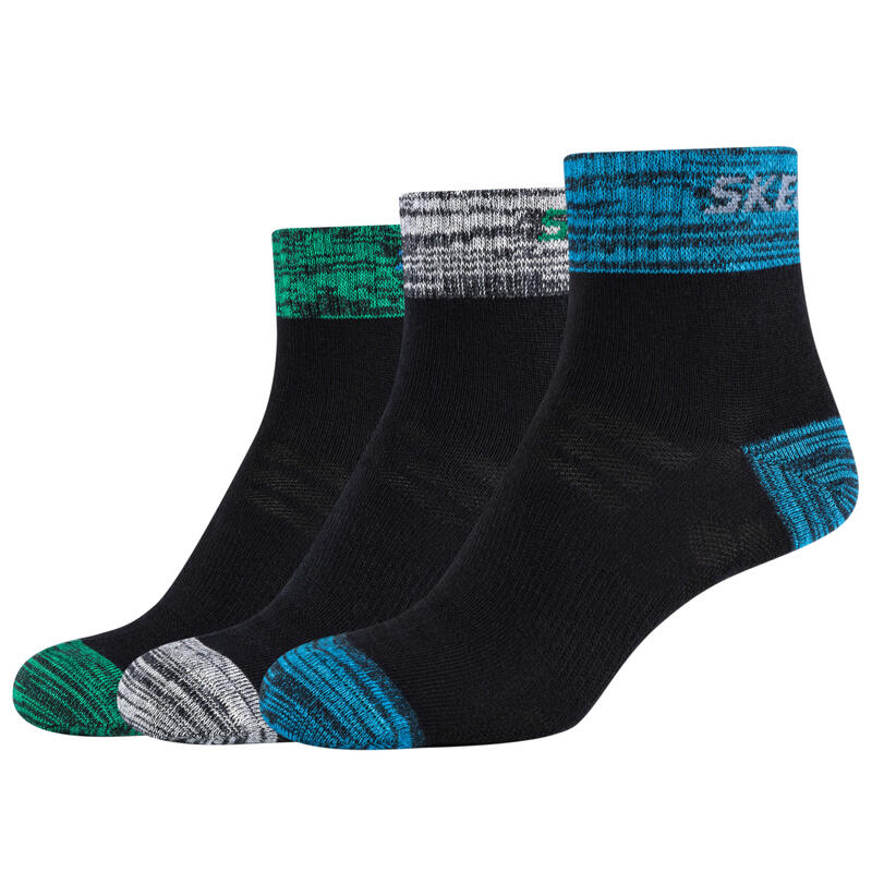 Fiú zokni, Skechers 3PPK Boys Mesh Ventilation Quarter Socks, sokszínű