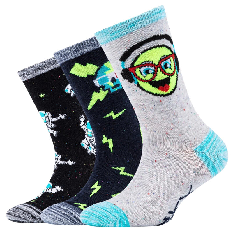 Chaussettes pour garçons 3PPK Boys Casual Space and Smileys Socks