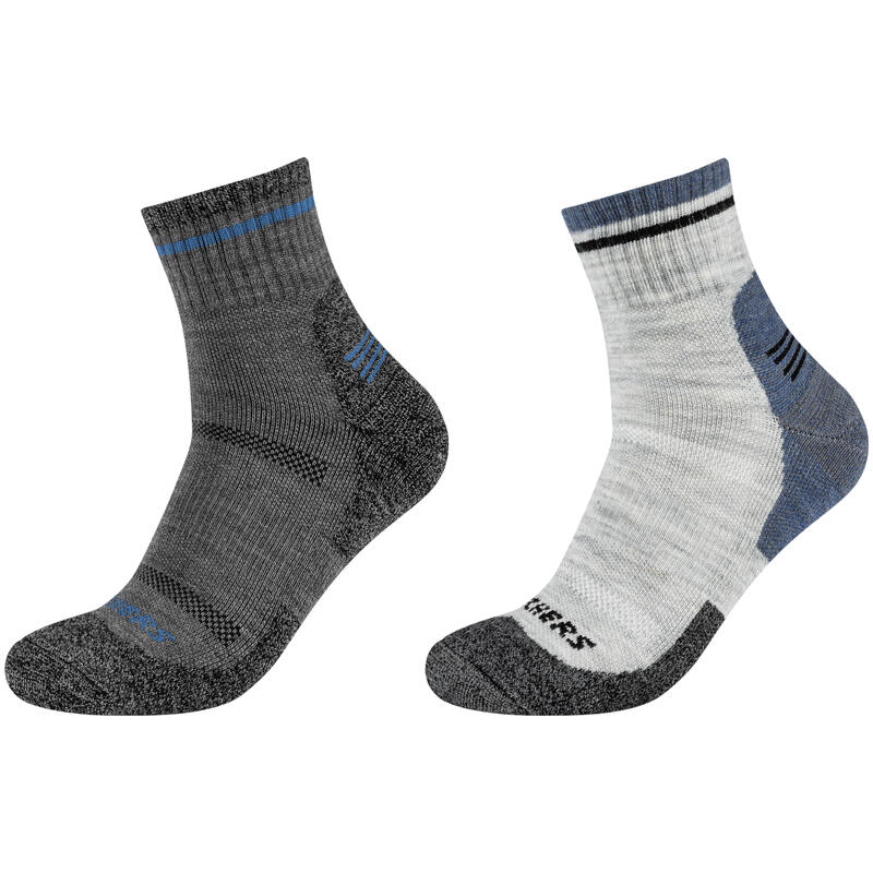 Férfi zokni, Skechers 2PPK Men Trail Wool Quarter Socks, szürke