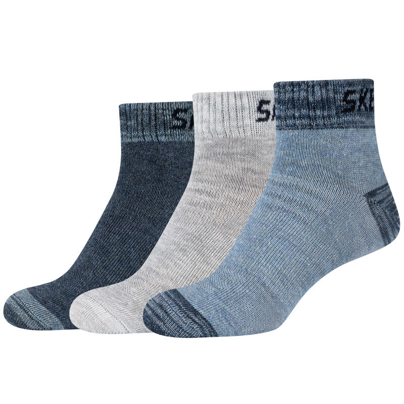 Fiú zokni, Skechers 3PPK Boys Mesh Ventilation Quarter Socks, sokszínű