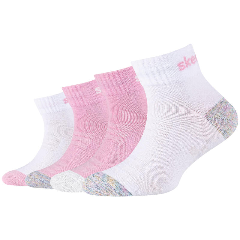 Chaussettes pour filles Skechers 4PPK Girls Mesh Ventilation Quarter Socks