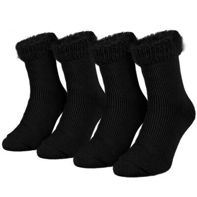 Thermosocken Damen 'fleecy' | Kuschelsocken | 2 Paar | One Size | Helllila