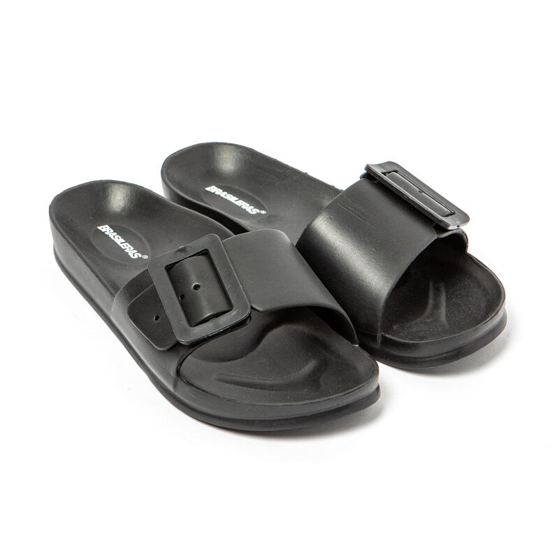 Chanclas Playa Mujer Brasileras Negro suela goma antideslizante