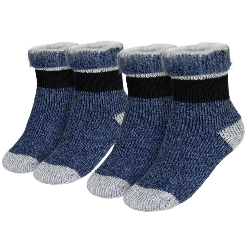 Meias térmicas 'fleecy' para crianças | meias confortáveis | 2 pares | azul