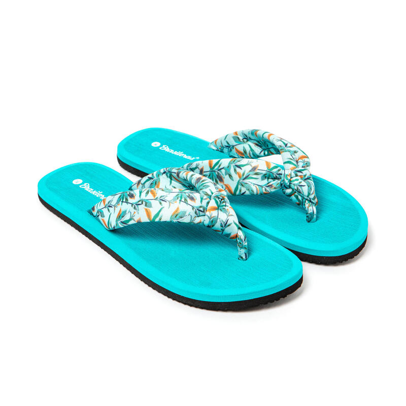 Damessandalen Brasileras sandalen turquoise rubberen zool