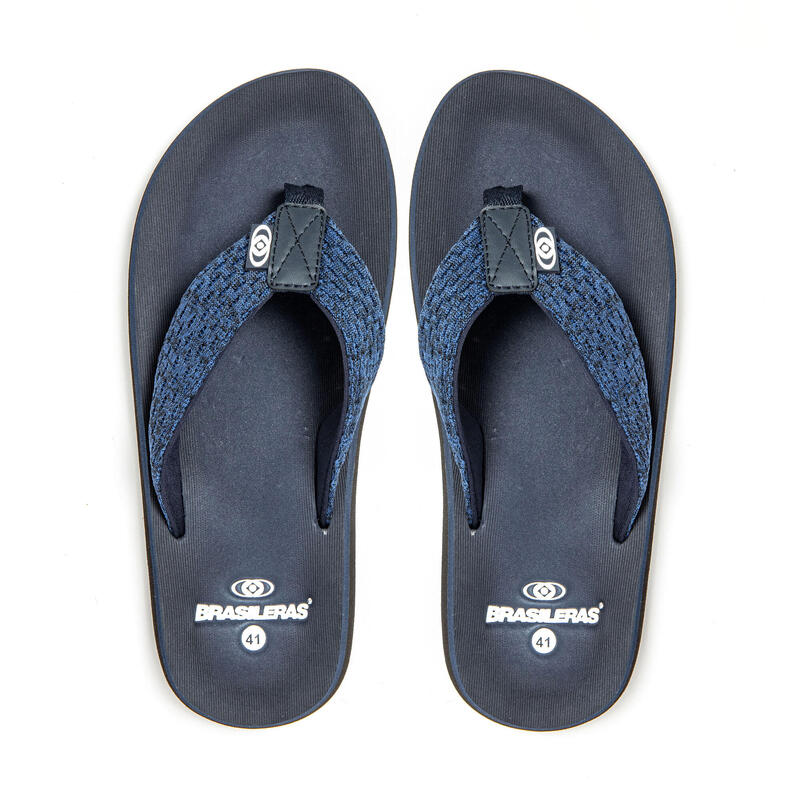 Herenslippers Brasileras Blauw rubberen zolen