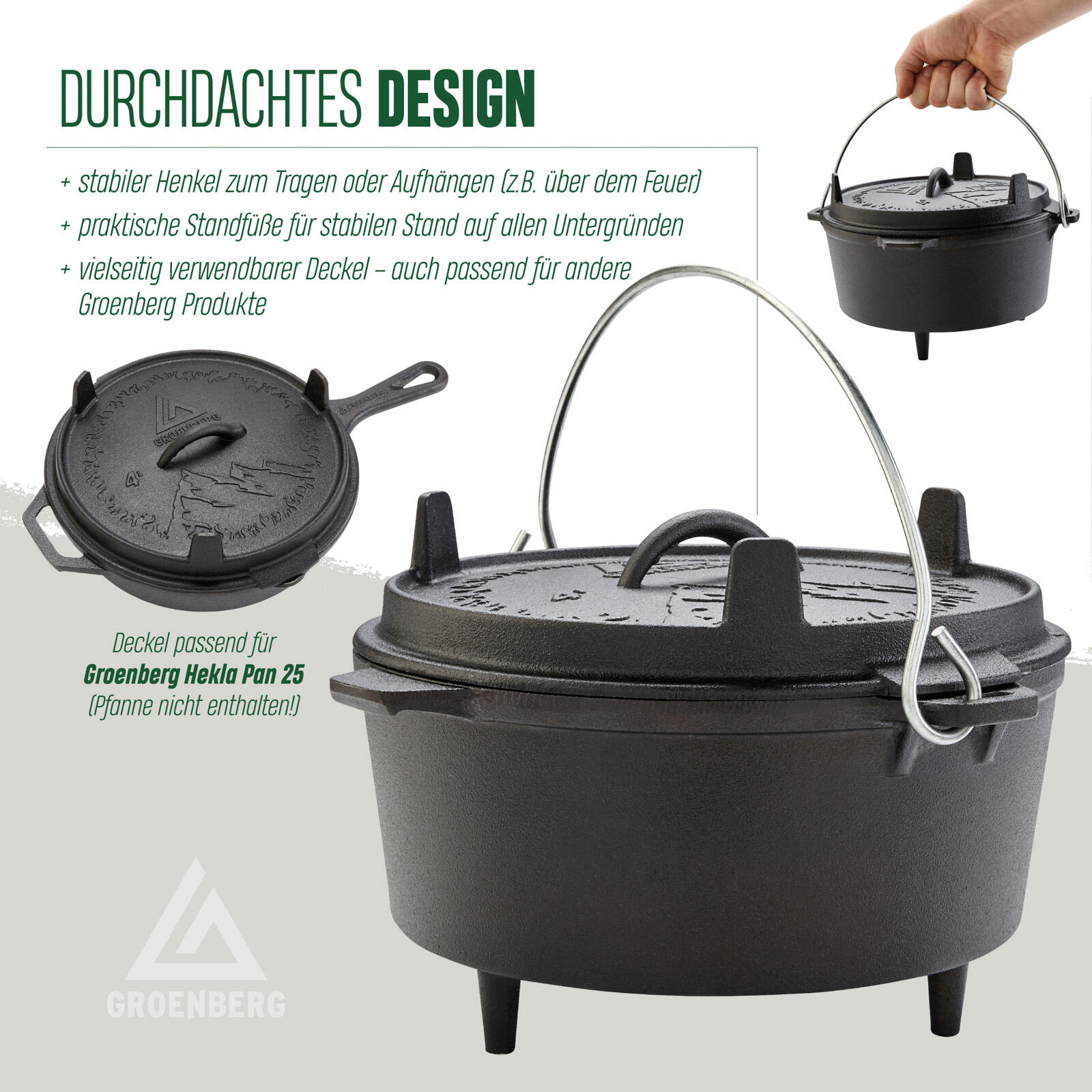 Feuertopf Askja Pot 4 L Koch Topf Dutch Oven Camping Outdoor Gusseisen 4/7