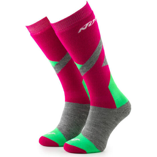 Calzini da sci per bambini Nordica Fuxia-Neon Verde-Grigio 35-39
