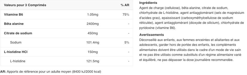 Bêta-alanine - Beta-Alanine Carno Rush - 80 Comprimés 2/3