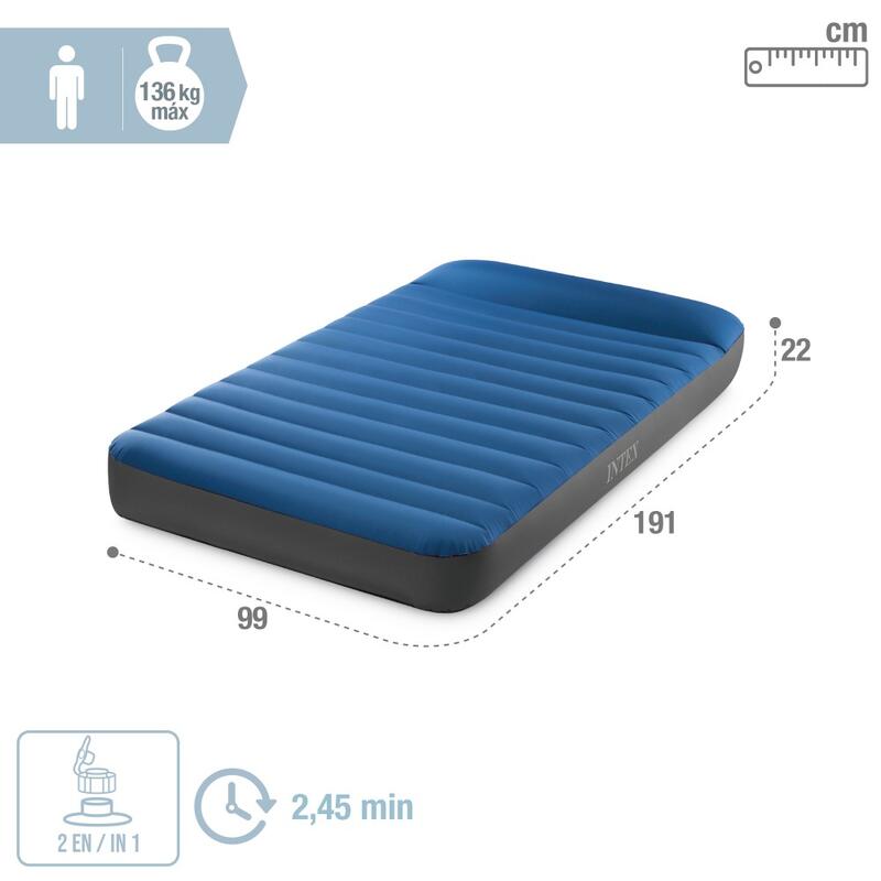 Colchón hinchable individual TruAire Camping Matress c/hinchador incluido INTEX