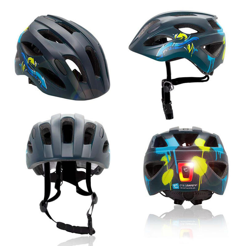 Casco de bici para niños de 6 a 12 años | Flecha Azul/Negra | Certificado EN1078