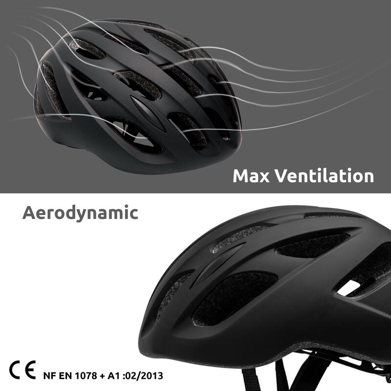 Casque de Vélo pour Adultes | Noir Mat 54-59cm | Crazy Safety | Certifié EN1078