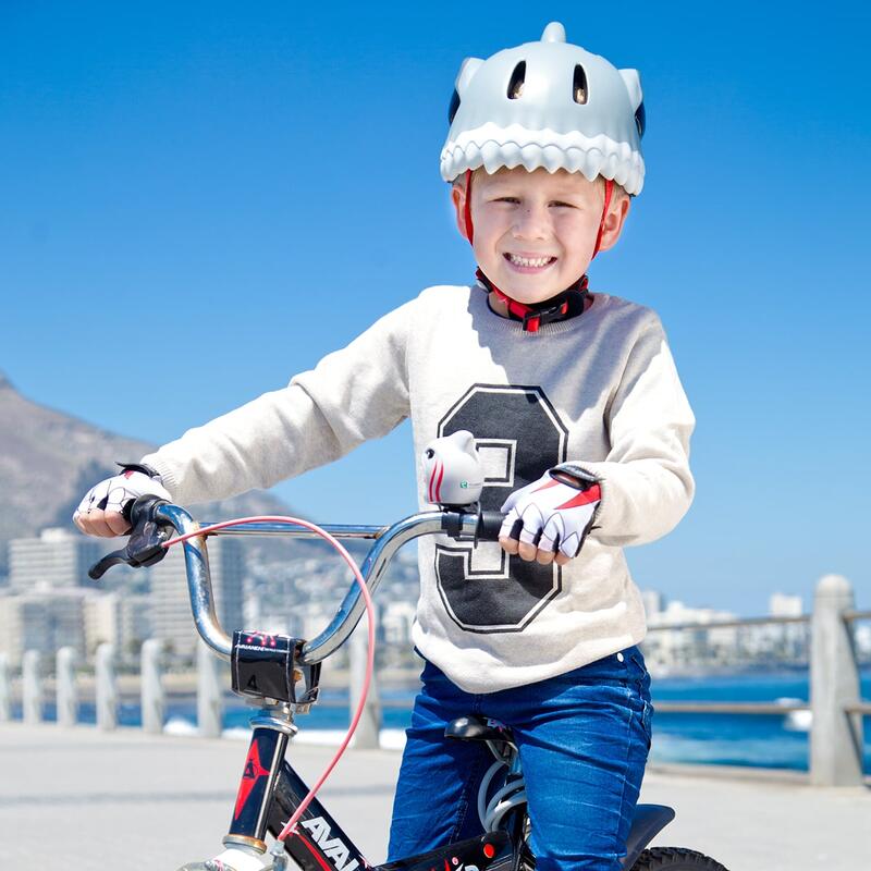 Casco de bicicleta para niños | Tiburón gris | Crazy Safety | Certificado EN1077