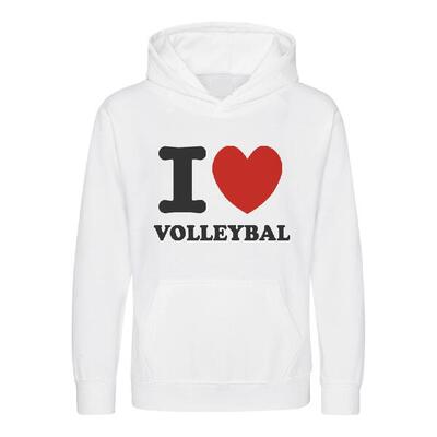 Hingly hooded sweater i love volleybal wit