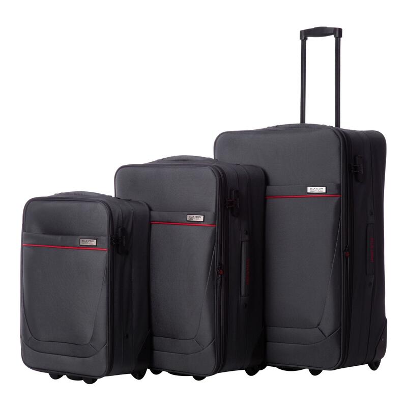 Troler Carla Gri Cu Rosu 74X45X26 Cm - 1186