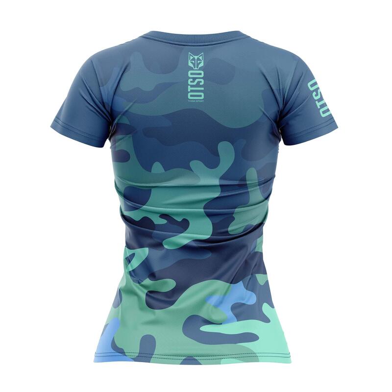 T-Shirt de manga curta Mulher OTSO - Camo Blue