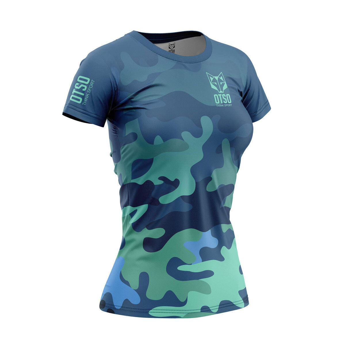 T-shirt de manga curta mulher otso - camo blue