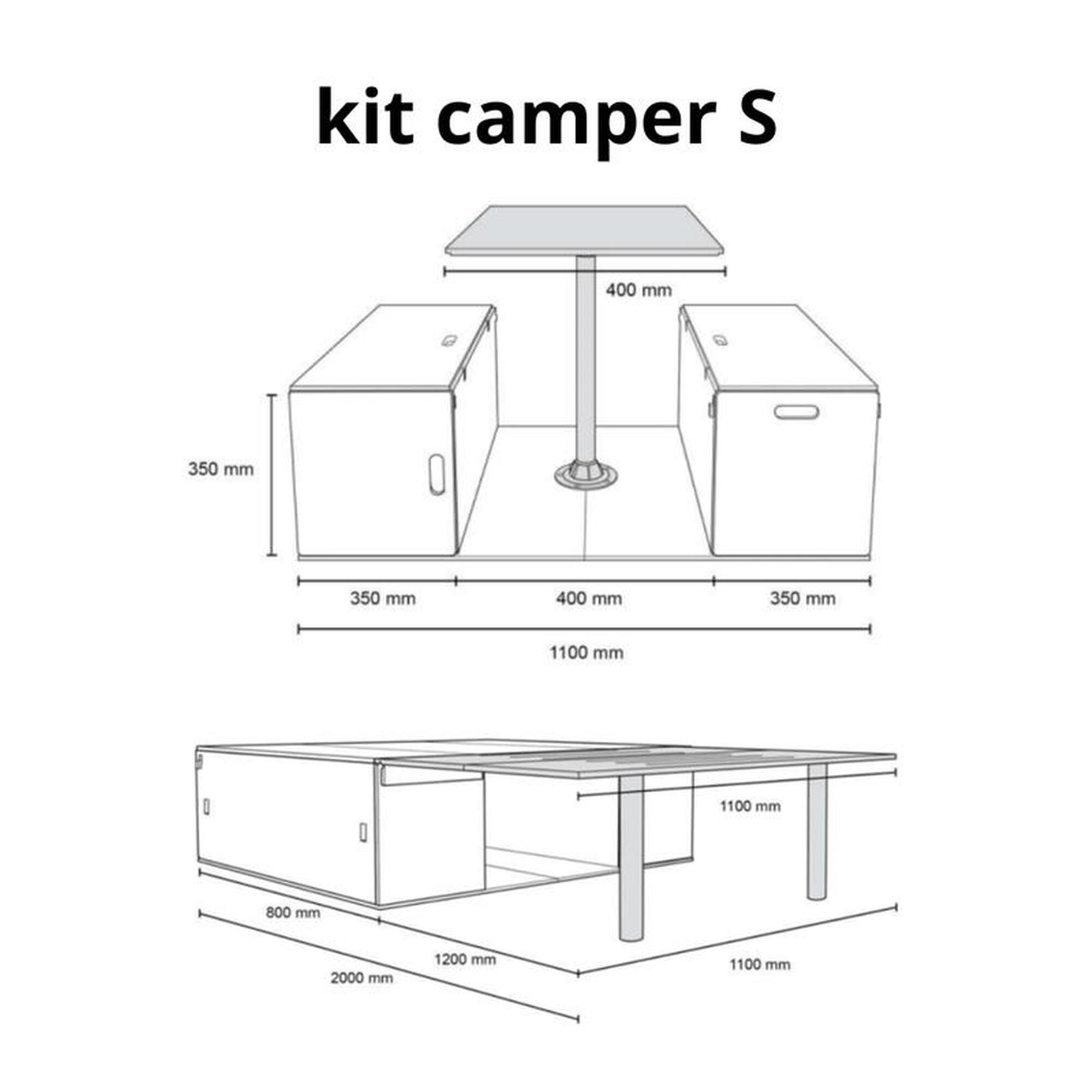 Mueble Kit camper Plykit Pirineos S contrachapado Chopo capa exterior CPL gris