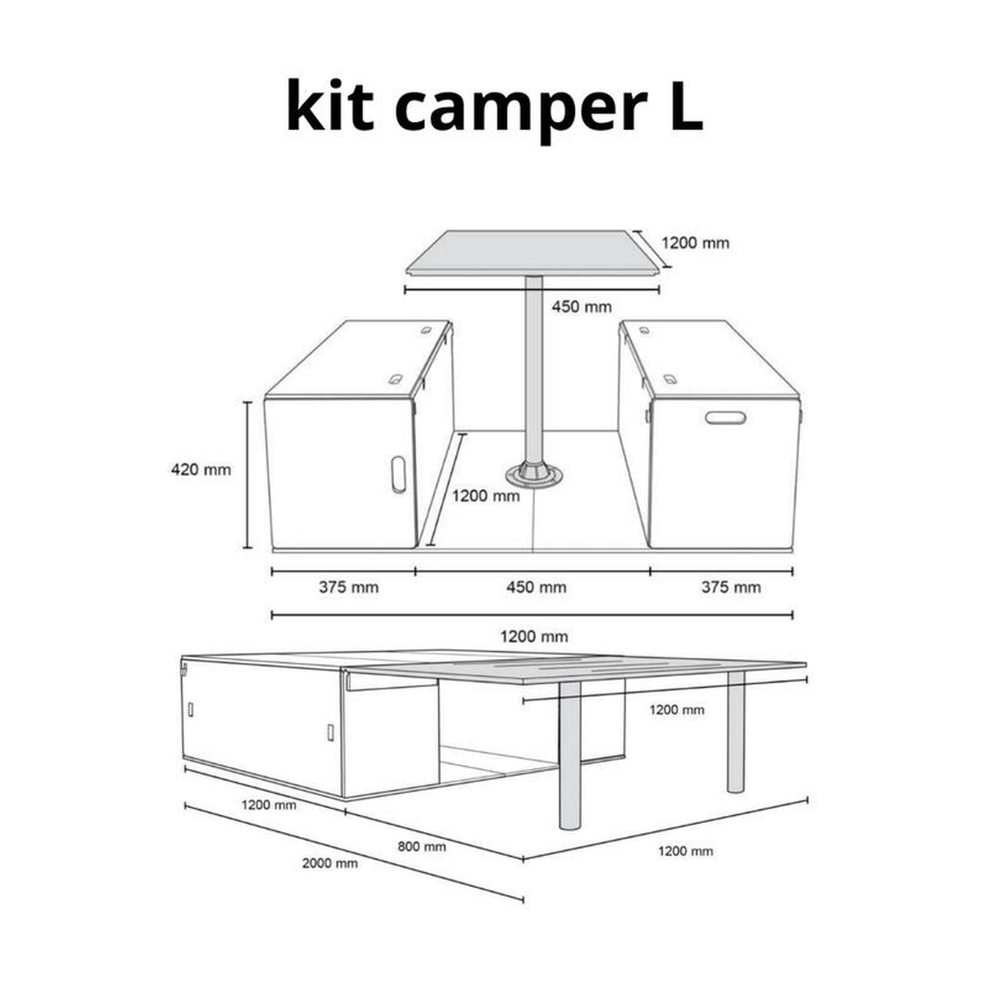 Mueble Kit camper Plykit Pirineos L contrachapado Chopo capa exterior CPL gris