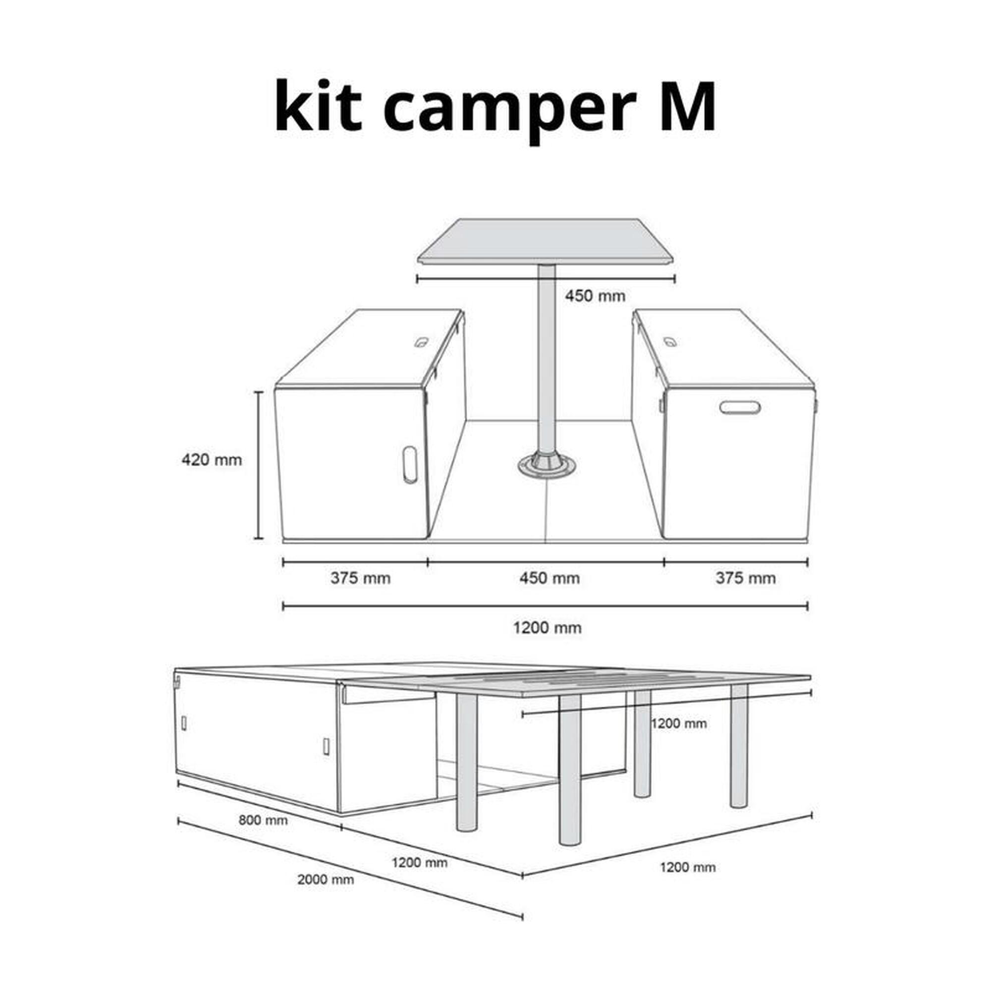 Mueble Kit camper Plykit Pirineos M contrachapado Chopo capa exterior CPL gris