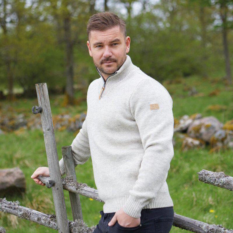 Maglia NLS Olmo Naturale bianco mezza zip - 100% pura lana non tinta 2/5