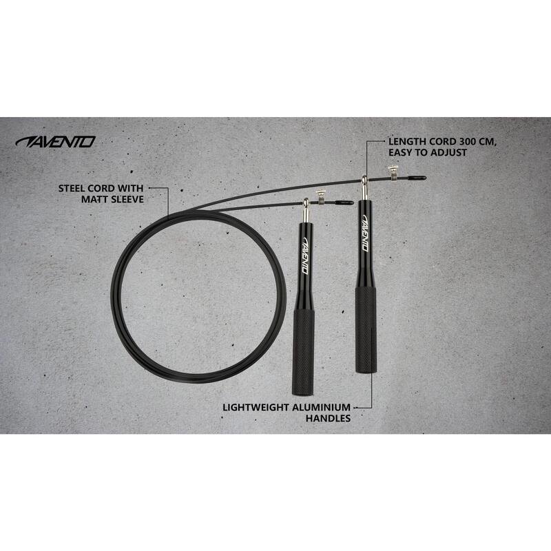 Coardă antrenament Avento Alu, Aluminiu și oțel, Negru, 290 cm