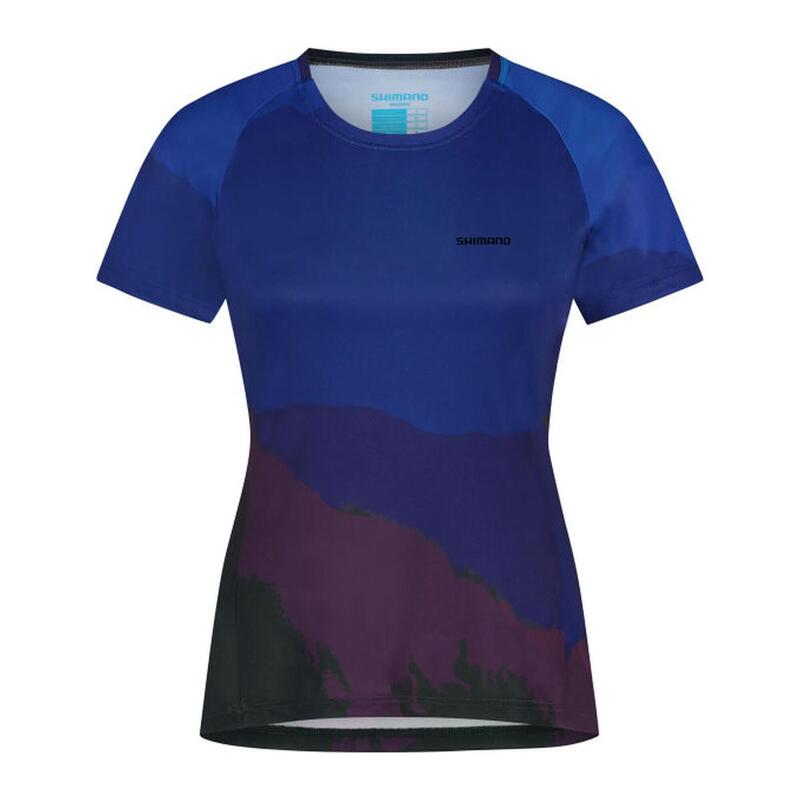 SHIMANO Jersey met korte mouwen, Navy/Blauw, SENTIERO voor dames