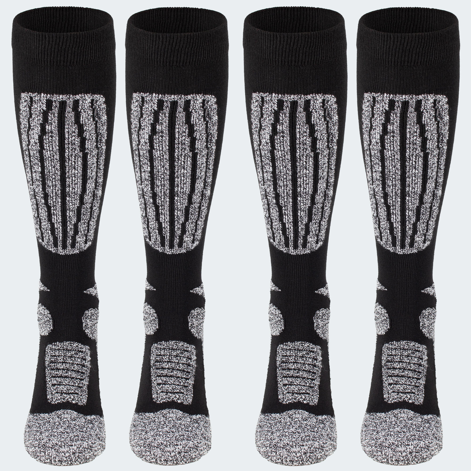 Ski socks | 2 pairs mid-socks padded | Women & Men | Black