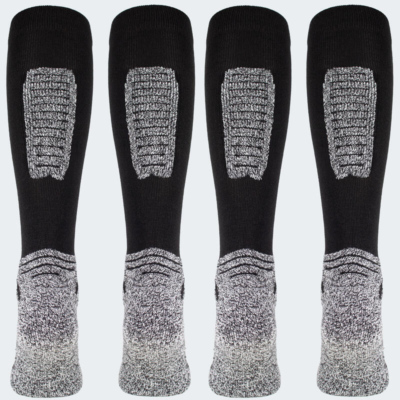 Chaussettes de ski | 2 paires mi-bas rembourrés | Femmes & Hommes | Noir