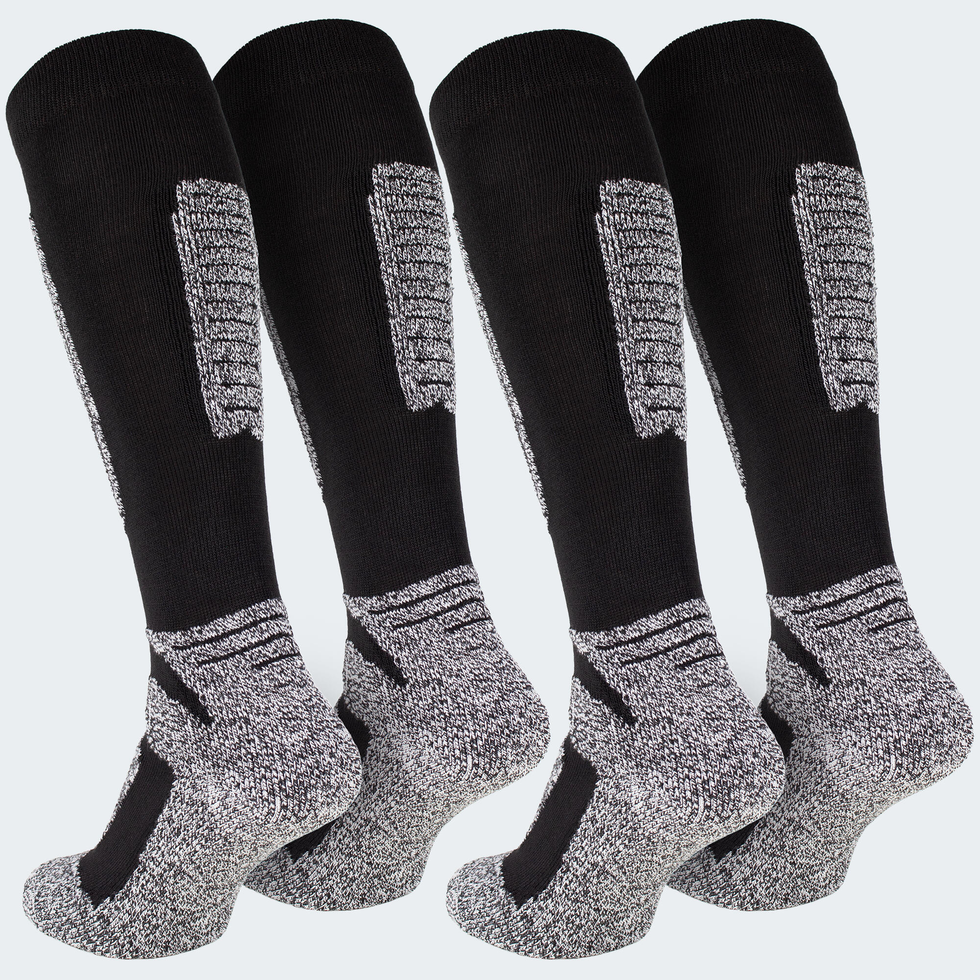 Ski socks | 2 pairs mid-socks padded | Women & Men | Black