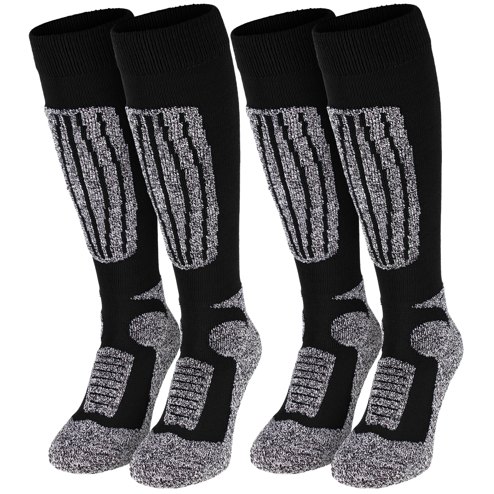 Ski socks | 2 pairs mid-socks padded | Women & Men | Black