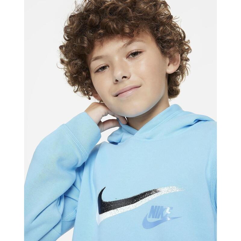 Felpa ragazzo nike sportswear - celeste in cotone felpato